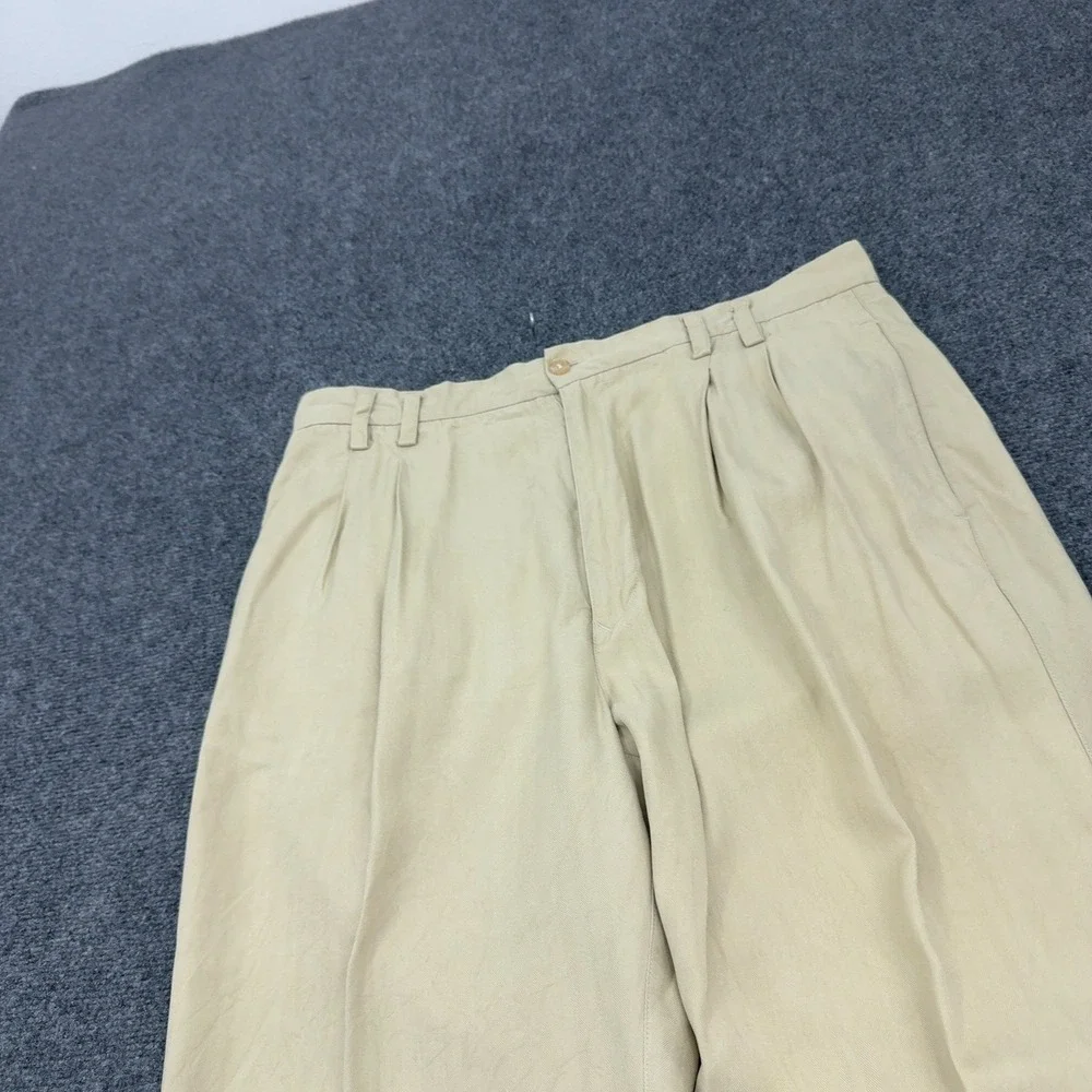 Joseph & Lyman Pants Mens 36x29 Tan Silk Pleated Dress Trousers Classic Luxury